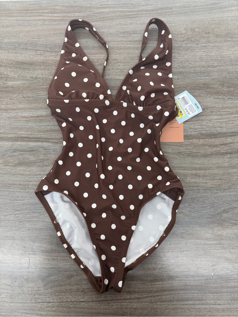 Shore & Shore Brown and White Polka Dot One-Piece Swimsuit XL